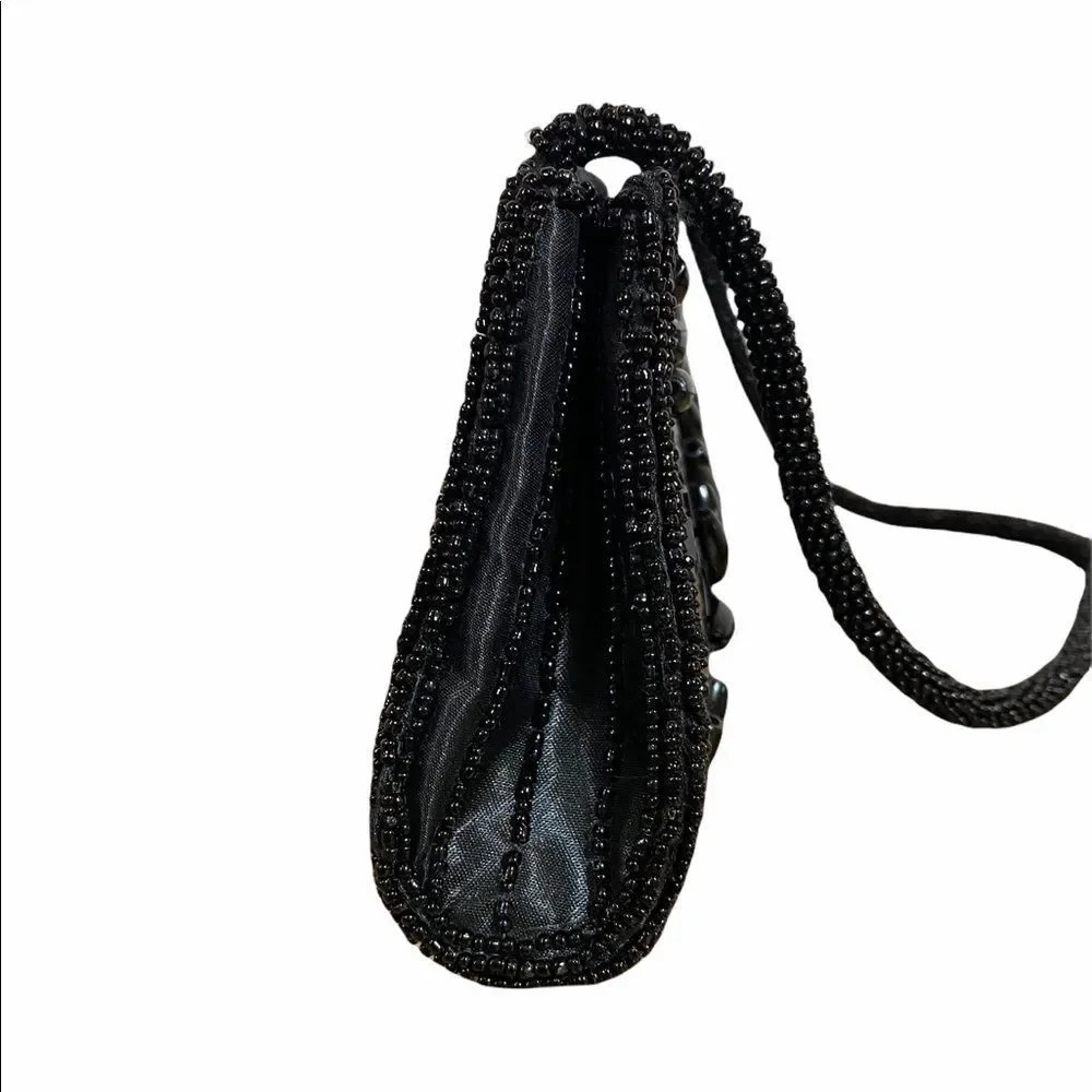 Bijoux Terner Vintage Black Beaded Special Occasion Clutch Handbag - Picture 3 of 5